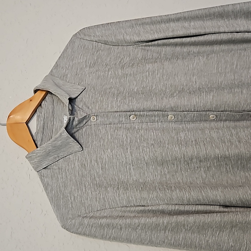 Lands’ End Womens button front gray blouse, size Medium 10-12
